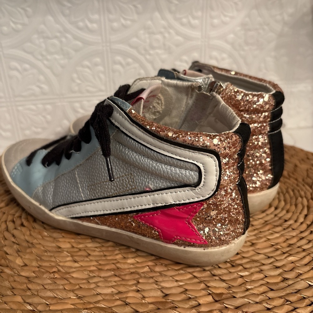 Golden Goose Light Blue, Silver, Pink High-Top Sneakers - Picture 3 of 7